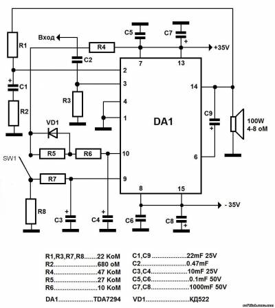 Усилитель мощности TDA7294 (100Watt)